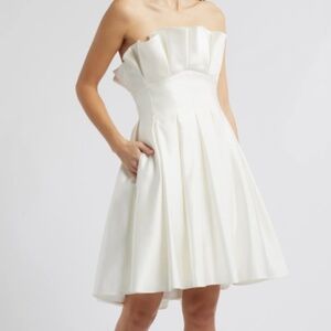 Amsale Pleated Strapless Fit & Flare Cocktail Dress
